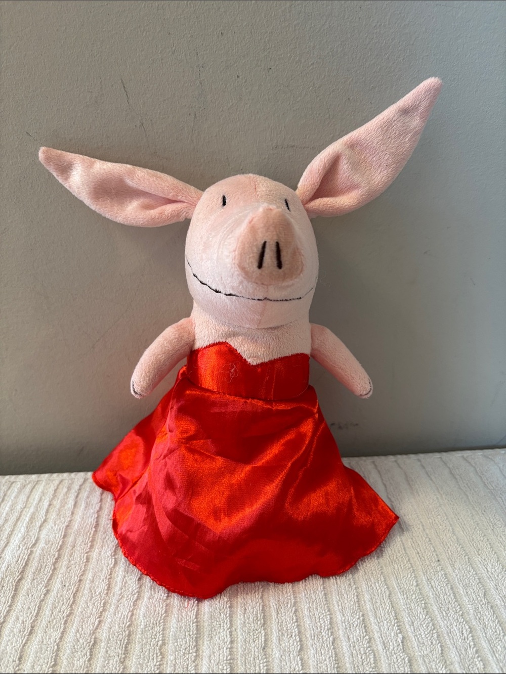 Olivia Peppa Pig Pink Plush Pig in Red Dress Kids Toy